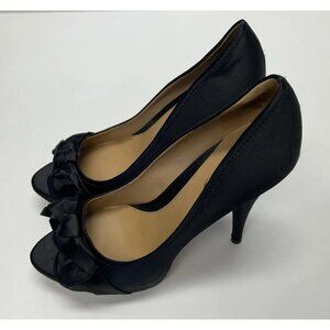 Boutique 9 Shoes Black Satin Heels 5.25” Women’s Size 10